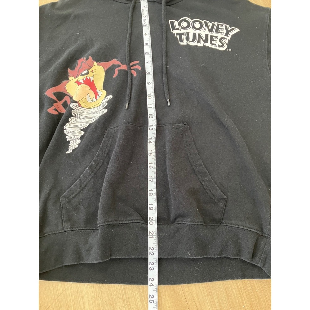 Looney Tunes Black Graphic Hoodie Taz Marvin The Martian Bugs Bunny Large - Picture 7 of 8